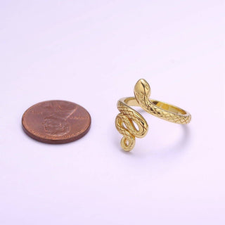 Overstock 3D Gold snake ring, serpent ring, Statement ring, Gold Open Snake Ring, Twist ring, Stackable ring, Animal ring US Size 5 O-321 - Rise and Redemption