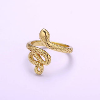 Overstock 3D Gold snake ring, serpent ring, Statement ring, Gold Open Snake Ring, Twist ring, Stackable ring, Animal ring US Size 5 O-321 - Rise and Redemption