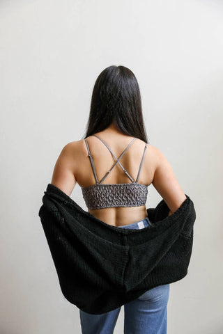 Padded Crochet Lace Longline Bralette - Rise and Redemption