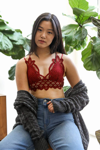 Padded Crochet Lace Longline Bralette - Rise and Redemption
