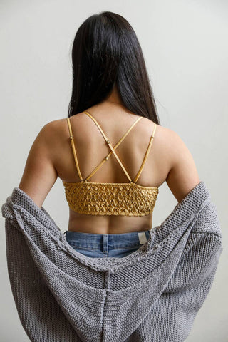 Padded Crochet Lace Longline Bralette - Rise and Redemption