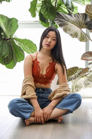 Padded Crochet Lace Longline Bralette - Rise and Redemption