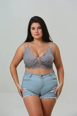 Padded Crochet Lace Longline Bralette - Rise and Redemption