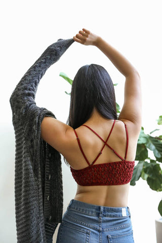 Padded Crochet Lace Longline Bralette - Rise and Redemption