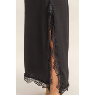Paris Skirt With Front Slit And Lace Hem - Rise and Redemption