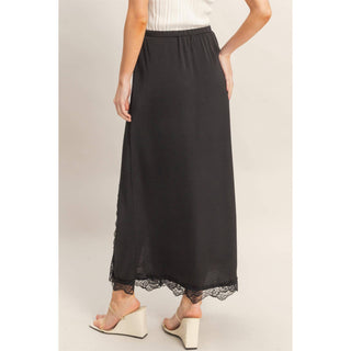 Paris Skirt With Front Slit And Lace Hem - Rise and Redemption