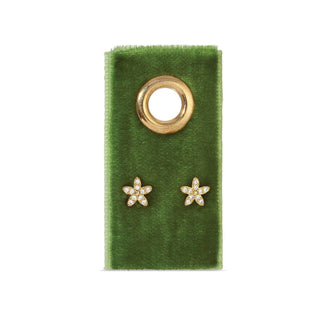 Pavé Flower Studs On Velvet Tag - Rise and Redemption