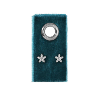 Pavé Flower Studs On Velvet Tag - Rise and Redemption