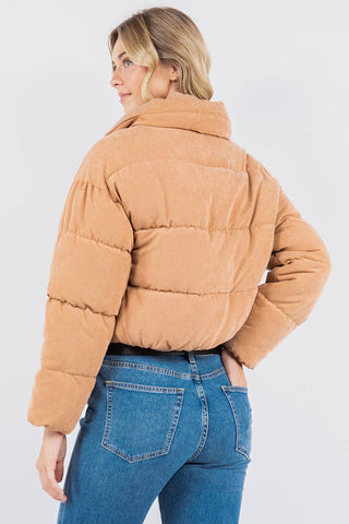 Peach Skin Bubble Puffer Jacke with Sherpa Lining - Rise and Redemption