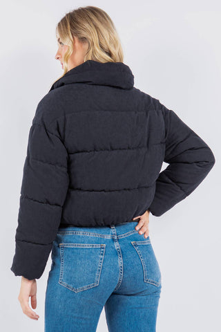 Peach Skin Bubble Puffer Jacke with Sherpa Lining - Rise and Redemption