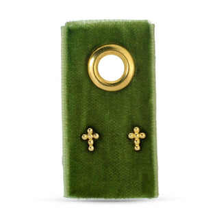 Petite Dot Cross Studs On Velvet Tag - Rise and Redemption