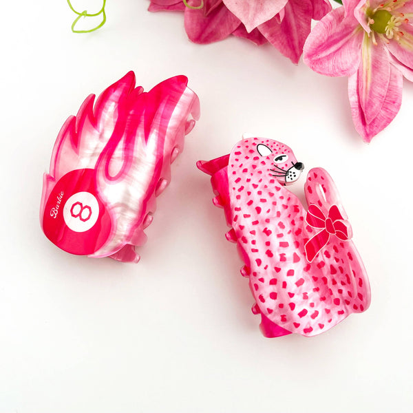 🎀 Pink Leopard Bow Acrylic Claw Clip – Bold & Cute Accessor - Rise and Redemption