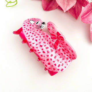 🎀 Pink Leopard Bow Acrylic Claw Clip – Bold & Cute Accessor - Rise and Redemption