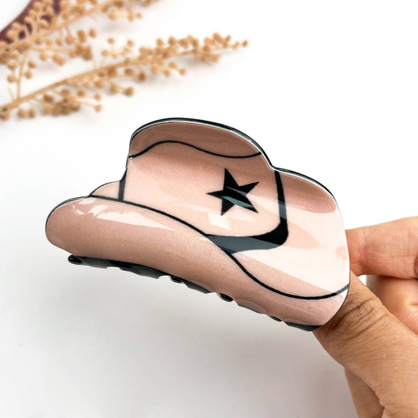 Pink Western Cowboy Hat & Star Print Claw Clip–Fun & Stylsh - Rise and Redemption