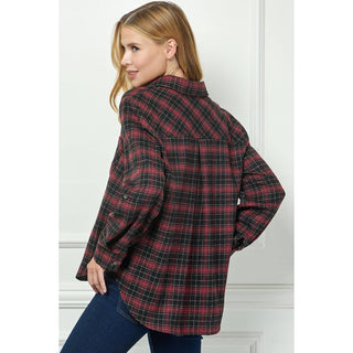 PLAID FLANNEL ROLL SLEEVES COLLAR NECK SHIRTS - Rise and Redemption