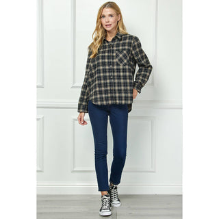 PLAID FLANNEL ROLL SLEEVES COLLAR NECK SHIRTS - Rise and Redemption