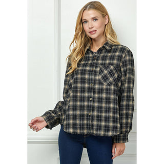 PLAID FLANNEL ROLL SLEEVES COLLAR NECK SHIRTS - Rise and Redemption