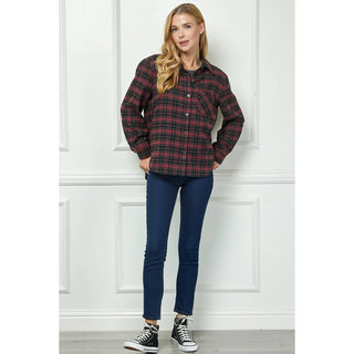 PLAID FLANNEL ROLL SLEEVES COLLAR NECK SHIRTS - Rise and Redemption