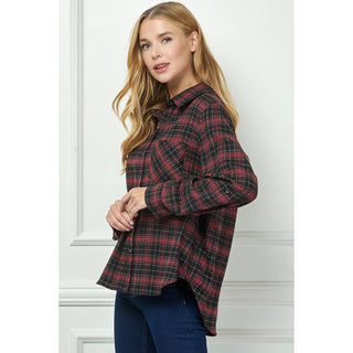 PLAID FLANNEL ROLL SLEEVES COLLAR NECK SHIRTS - Rise and Redemption