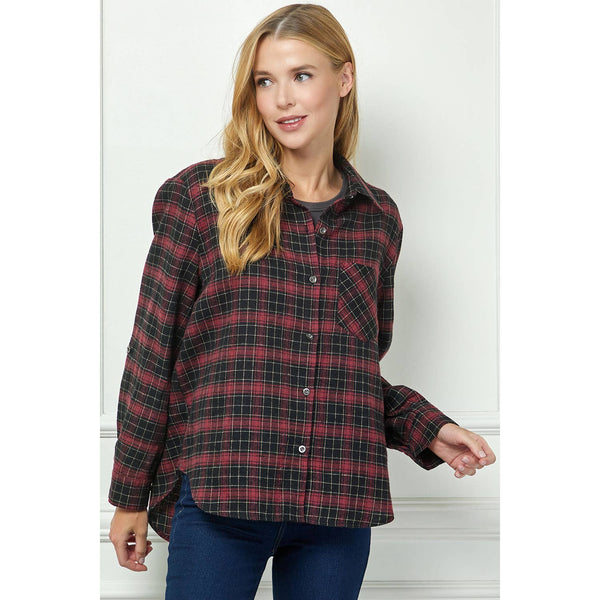PLAID FLANNEL ROLL SLEEVES COLLAR NECK SHIRTS - Rise and Redemption