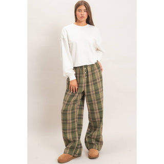 Plaid Wide-Leg Pants - Rise and Redemption
