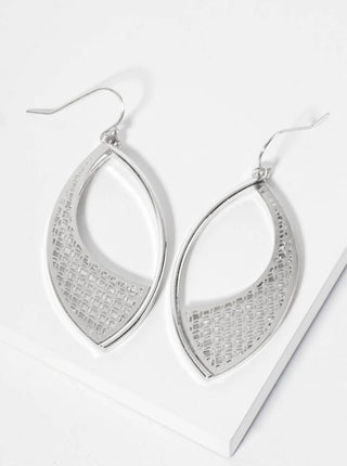 Polished Metal Marquise - Shape Filigree Dangle Earrings - Rise and Redemption