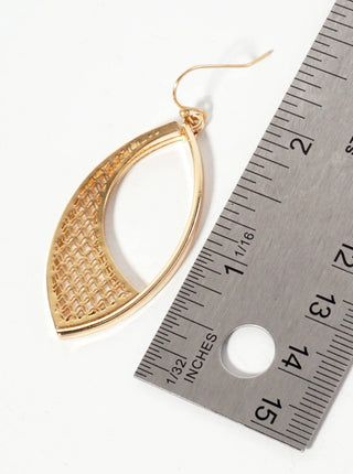 Polished Metal Marquise - Shape Filigree Dangle Earrings - Rise and Redemption