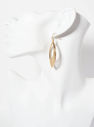 Polished Metal Marquise - Shape Filigree Dangle Earrings - Rise and Redemption