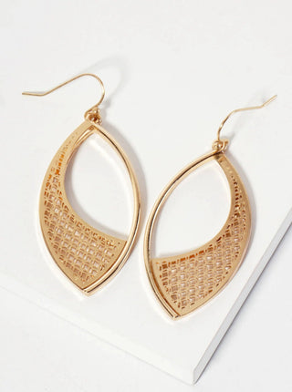 Polished Metal Marquise - Shape Filigree Dangle Earrings - Rise and Redemption
