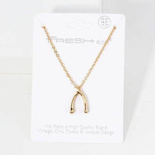Polished Metal Wishbone Pendant Necklace - Rise and Redemption