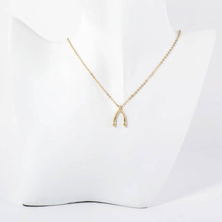 Polished Metal Wishbone Pendant Necklace - Rise and Redemption