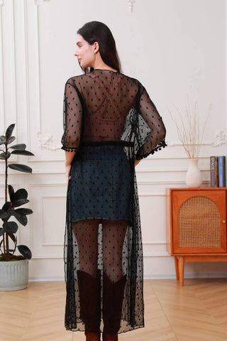 Polka Dot Mesh Kimono Duster - Rise and Redemption