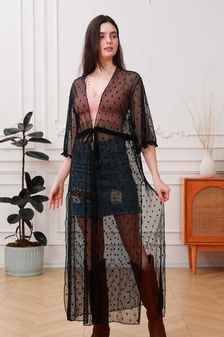 Polka Dot Mesh Kimono Duster - Rise and Redemption