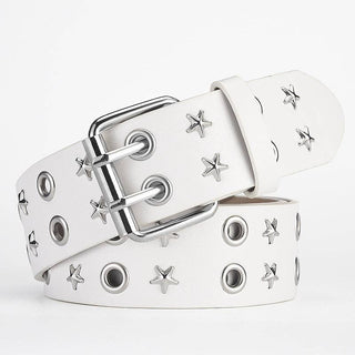 Punk Style Star Double Ring PU Leather Belt for Trendy Fashion - Rise and Redemption