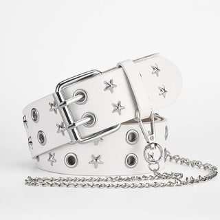 Punk Style Star Double Ring PU Leather Belt for Trendy Fashion - Rise and Redemption