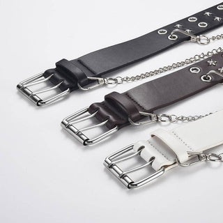 Punk Style Star Double Ring PU Leather Belt for Trendy Fashion - Rise and Redemption