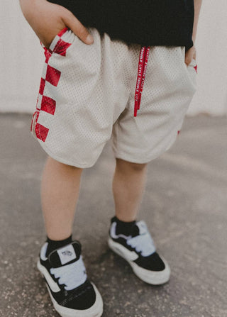 Red Checker Courtside Shorts - Rise and Redemption