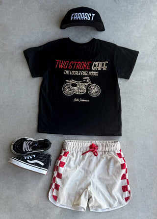 Red Checker Courtside Shorts - Rise and Redemption