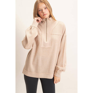 Reese Ribbed Knit Half-Zip Pullover - Rise and Redemption