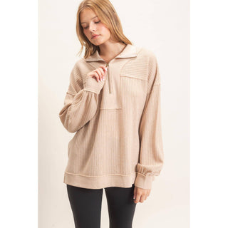 Reese Ribbed Knit Half-Zip Pullover - Rise and Redemption