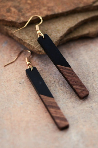 Resin Wooden Bar Earrings - Rise and Redemption