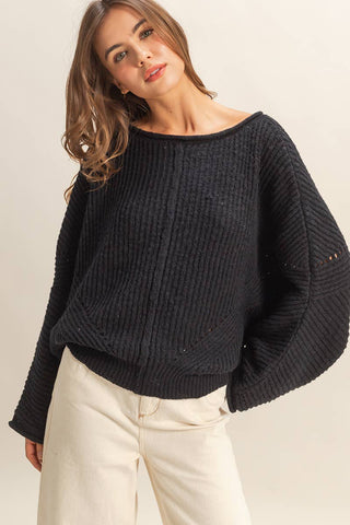 Ribbed Drop Sleeve Sweater - Rise and Redemption