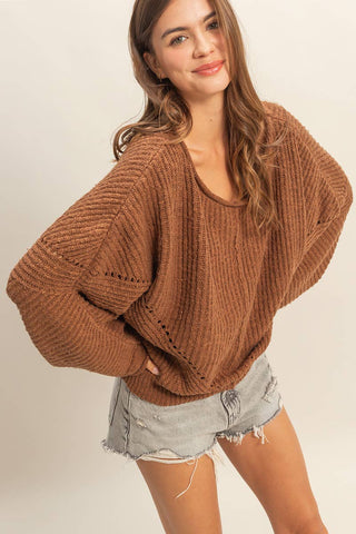 Ribbed Drop Sleeve Sweater - Rise and Redemption