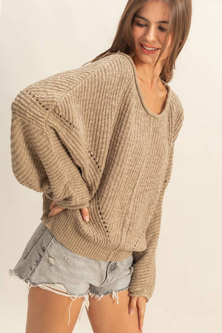 Ribbed Drop Sleeve Sweater - Rise and Redemption
