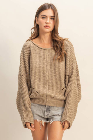 Ribbed Drop Sleeve Sweater - Rise and Redemption