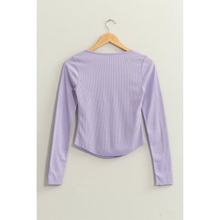 Ribbed Long Sleeve Button Front Top - Rise and Redemption