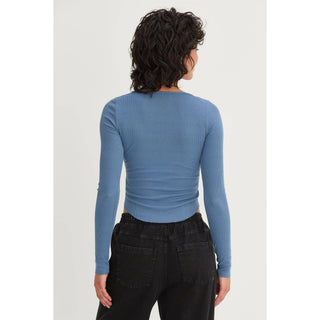 Ribbed Long Sleeve Button Front Top - Rise and Redemption