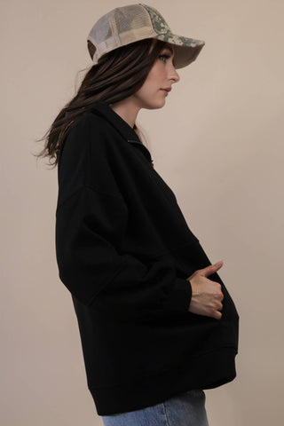 Riley Half Zip UP Oversized Casual Comfy Knit Top - Rise and Redemption