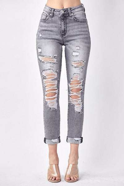 Risen Charcoal Boyfriend Denim - Rise and Redemption