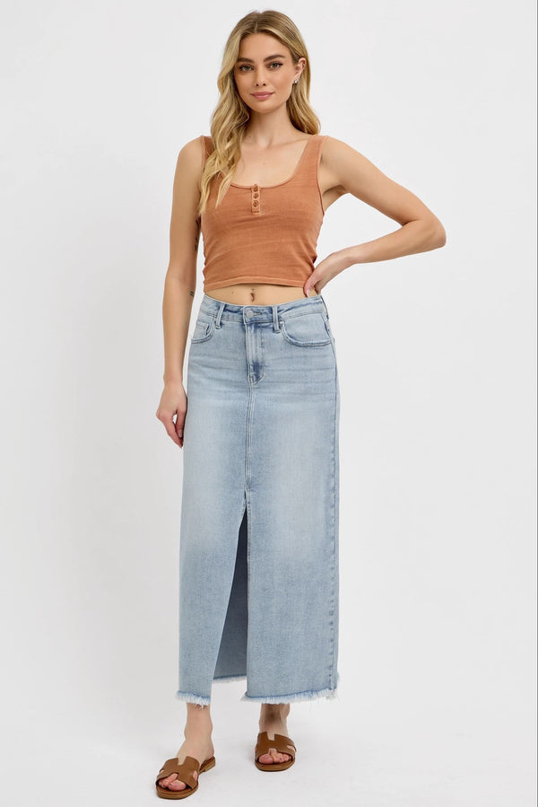 Risen Denim Maxi Skirt - Rise and Redemption